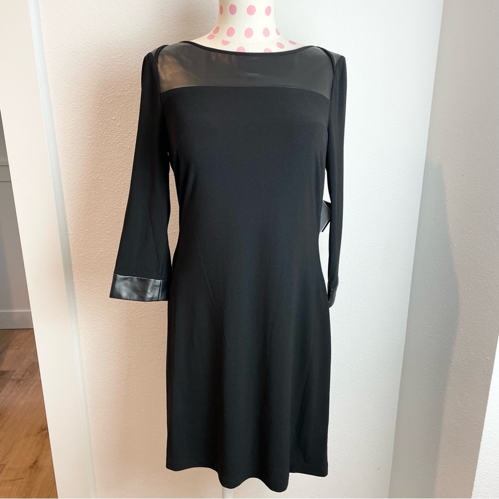 Marc New York Dress Women’s Black Faux Leather Trim 6 NWT